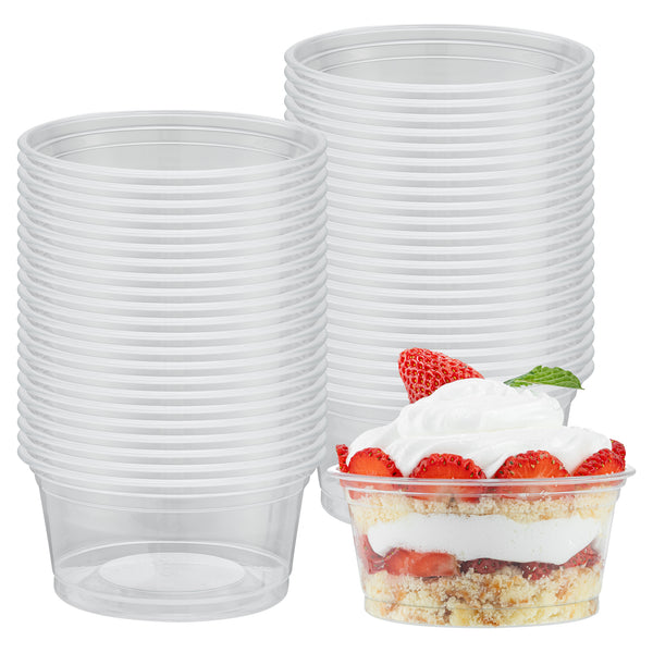 Restaurantware Plastic Dessert Cups 500 Count 6 oz Round Disposable Clear Parfait Bowls Crack-Resistant Stackable Individual Serving Cups Clear