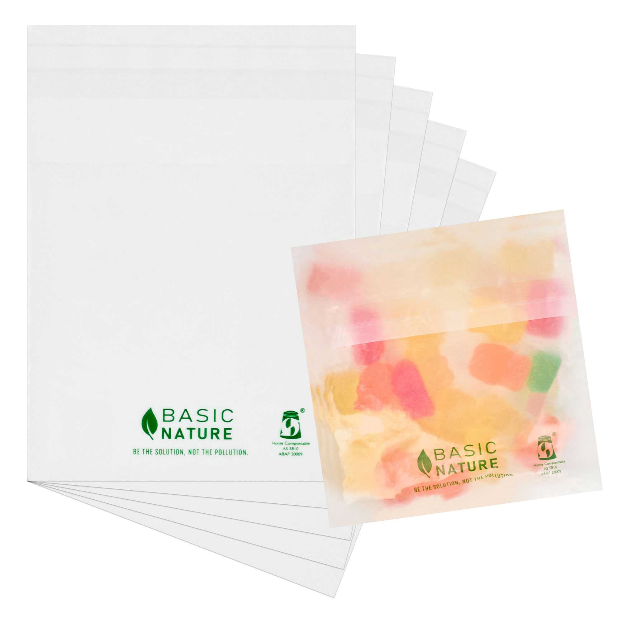 Basic Nature Translucent PLA Plastic / PBAT Lip and Tape Bag - Self-Sealing, Compostable - 4" x 4" - 9900 count box