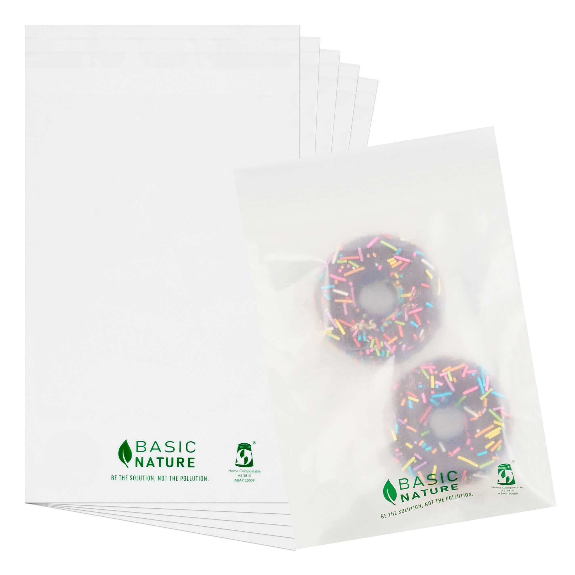 Basic Nature Translucent PLA Plastic / PBAT Lip and Tape Bag - Self-Sealing, Compostable - 9" x 6" - 5000 count box