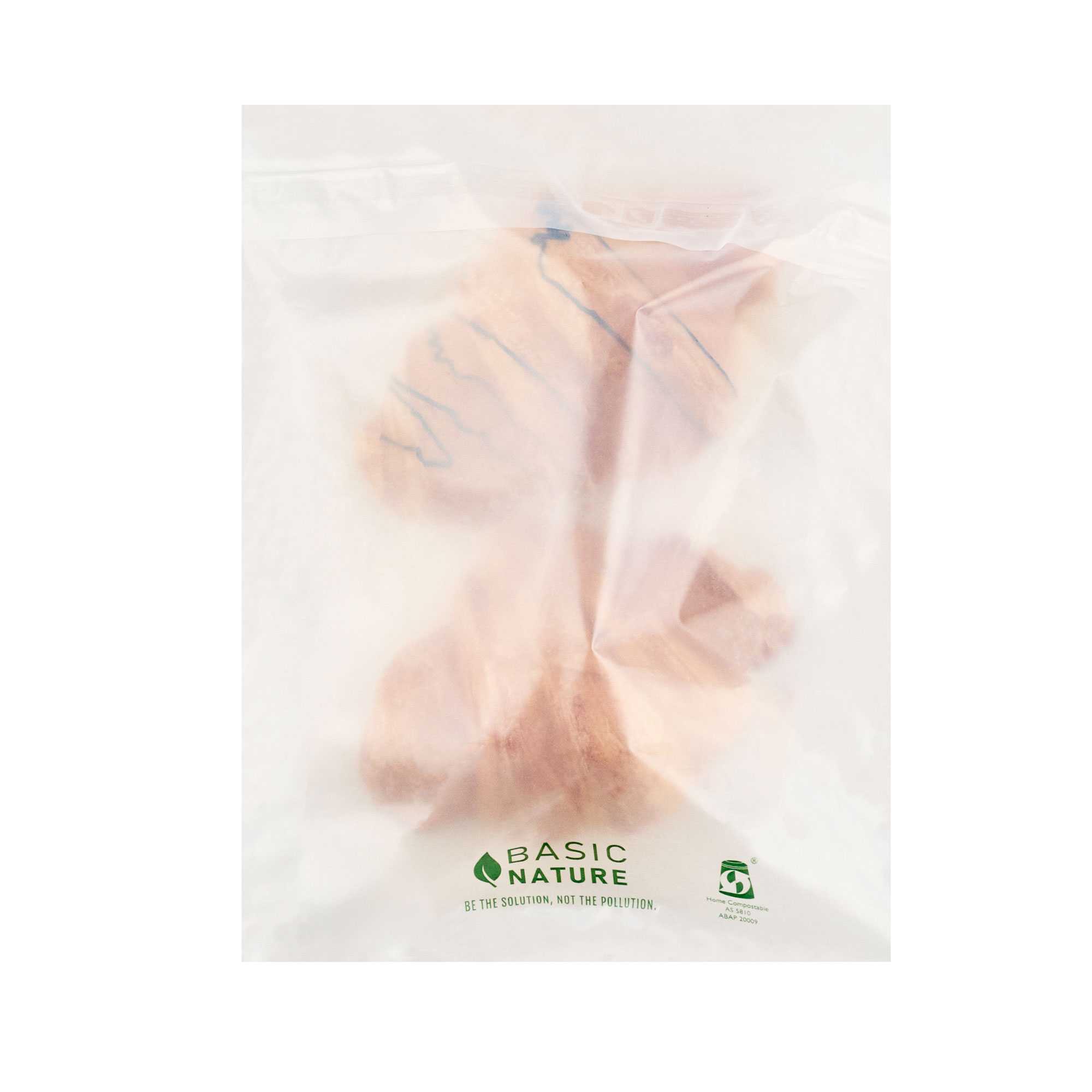 Basic Nature Translucent PLA Plastic / PBAT Lip and Tape Bag - Self-Sealing, Compostable - 10" x 8" - 3000 count box