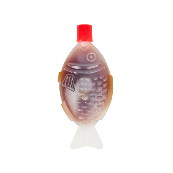 bento box soy sauce fish Bento Tek 8 mL Translucent Plastic Fish Soy Sauce Bottle - with Red Cap - 3" x 1/2" x 1 1/4"