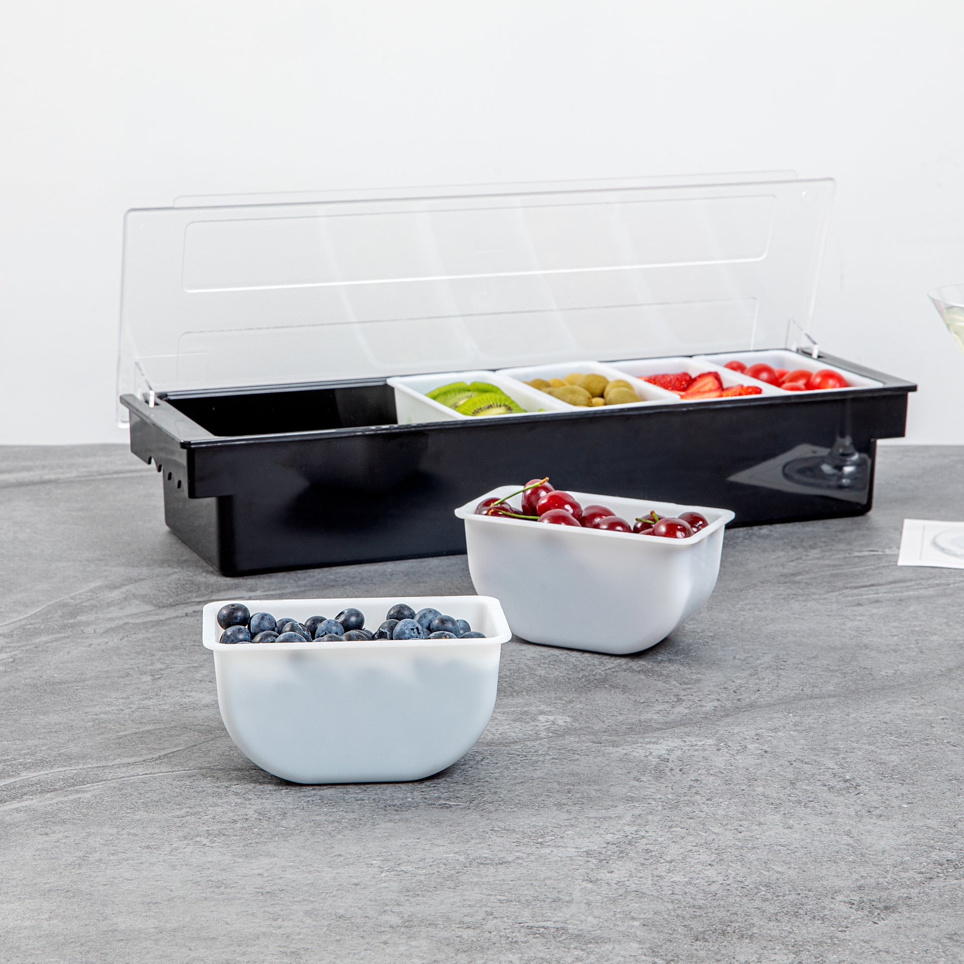 Bar Lux 1 Pint White Plastic Insert - Fits 6-Compartment Condiment Caddy - 1 count box