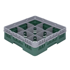 Clean Tek Professional Green Glass Rack - 9 Compartments, 1 Full Drop Extender - 19 3/4