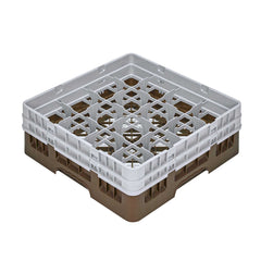 Clean Tek Professional Brown Glass Rack - 16 Compartments, 1 Full Drop and 1 Half Drop Extender - 19 3/4