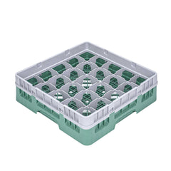 Clean Tek Professional Green Glass Rack - 25 Compartments, 1 Full Drop Extender - 19 3/4