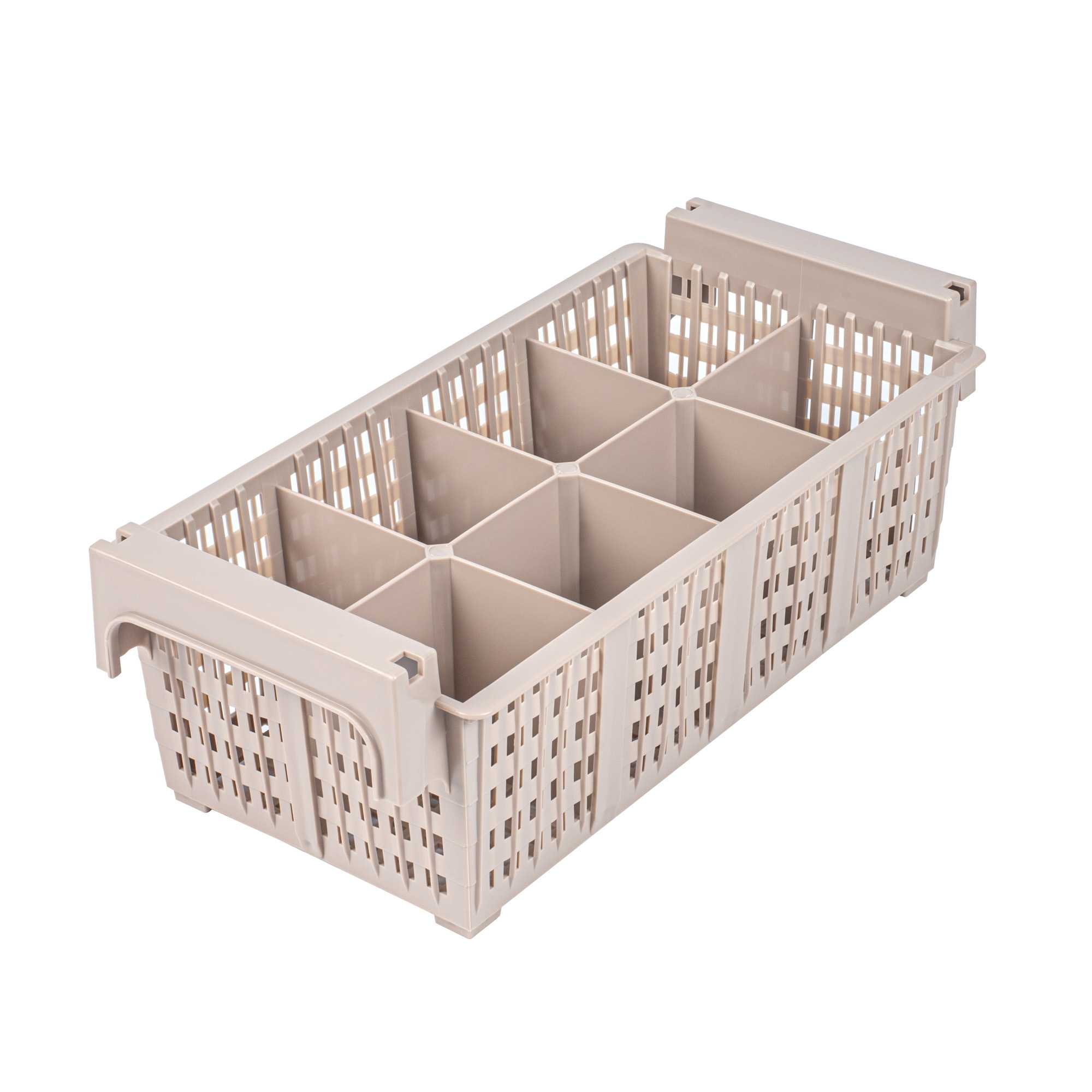 Clean Tek Professional Brown Flatware Rack - 8 Compartments - 16 1/2" x 8 1/4" x 5 3/4" - 12 count box