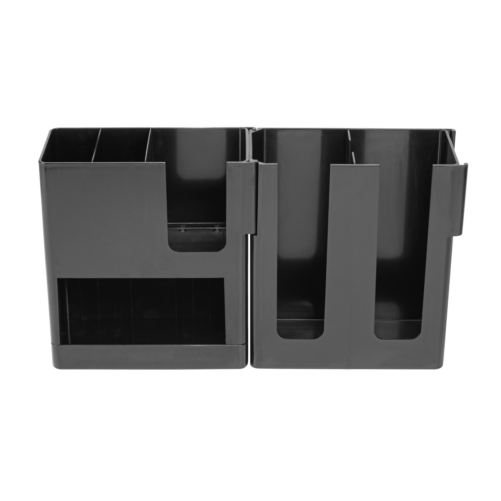 Restpresso Black Plastic Coffee Cup / Lid / Napkin Organizer - 6 Section - 17 1/4" x 4 1/4" x 9 3/4" - 1 count box