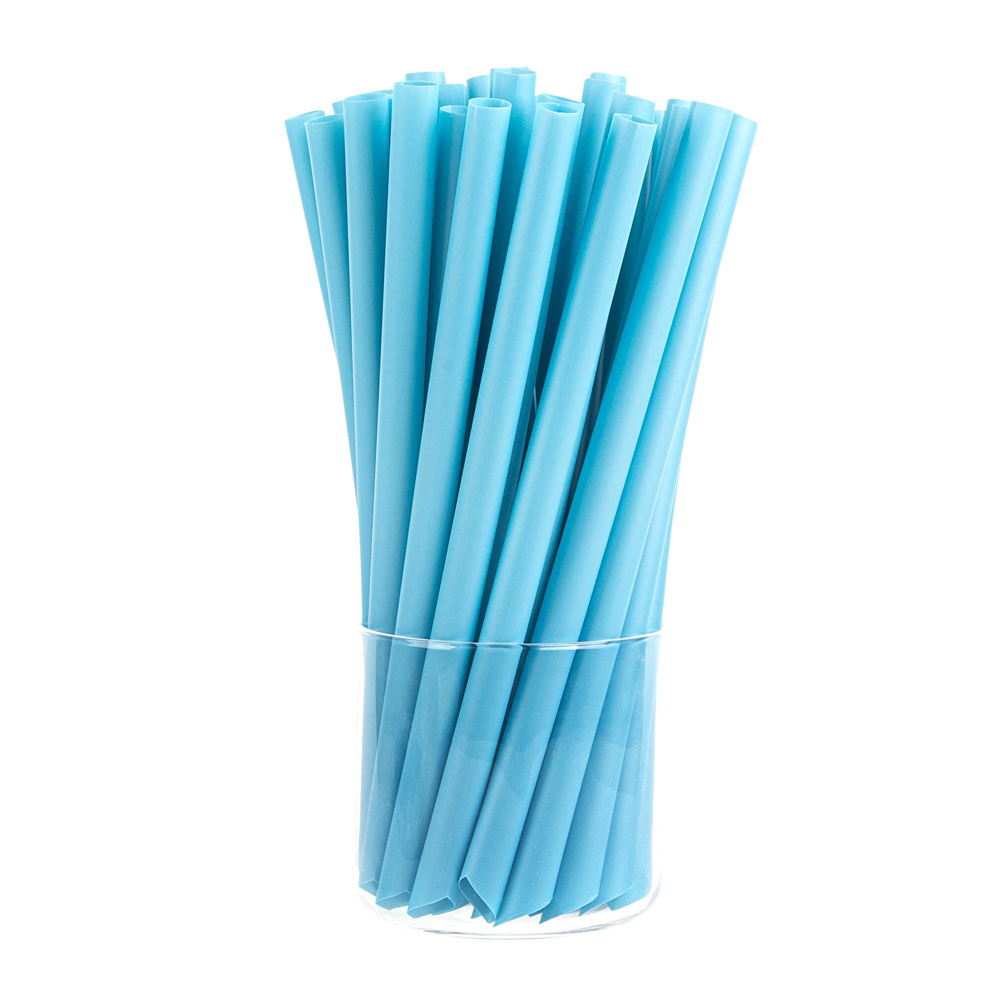 Basic Nature Blue PLA Plastic Extra Wide Boba Straw - Unwrapped, Compostable, Pointed - 9" - 4000 count box