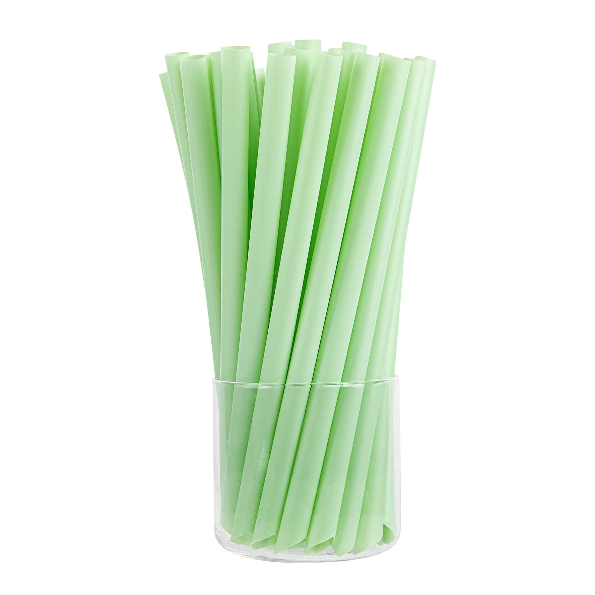 Basic Nature Green PLA Plastic Extra Wide Boba Straw - Unwrapped, Compostable, Pointed - 9" - 4000 count box