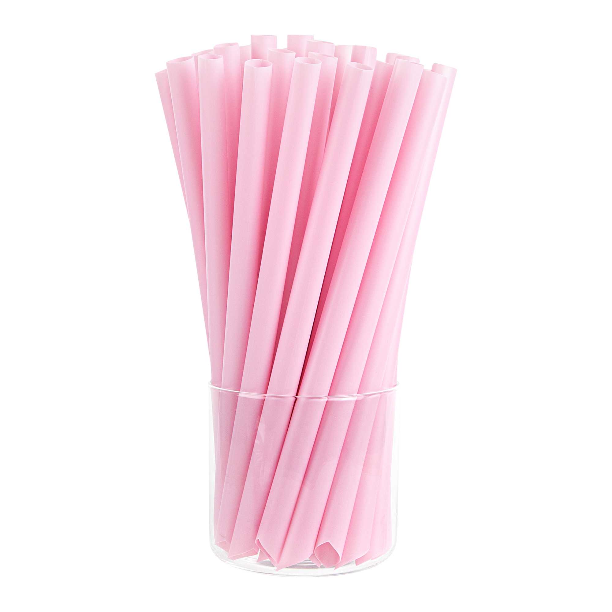 Basic Nature Pink PLA Plastic Extra Wide Boba Straw - Unwrapped, Compostable, Pointed - 9" - 4000 count box