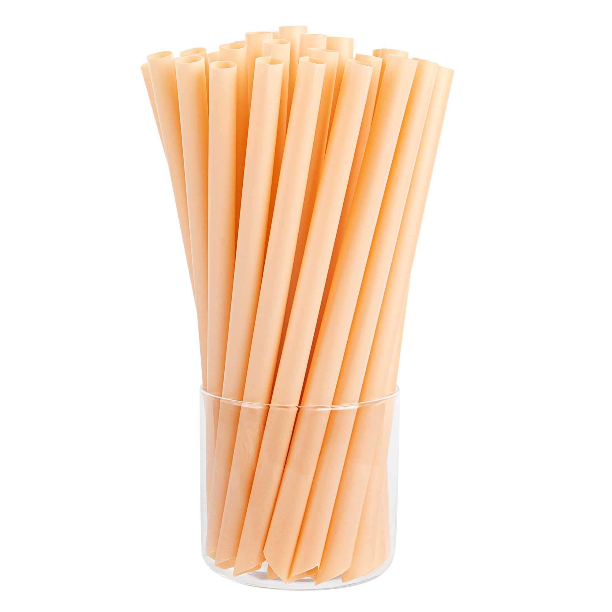 Basic Nature Orange PLA Plastic Extra Wide Boba Straw - Unwrapped, Compostable, Pointed - 9" - 4000 count box