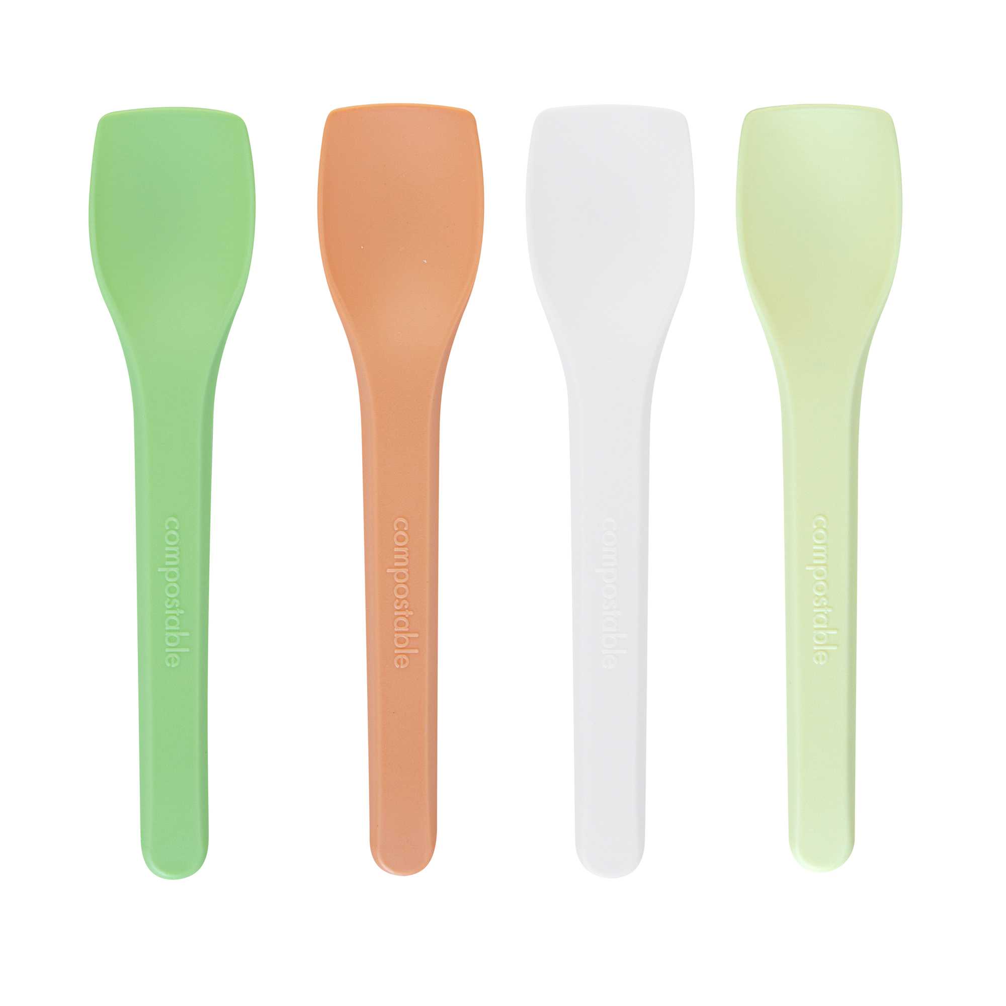 Basic Nature Assorted CPLA Plastic Ice Cream Spoon - Heat-Resistant, Compostable - 4" - 4000 count box