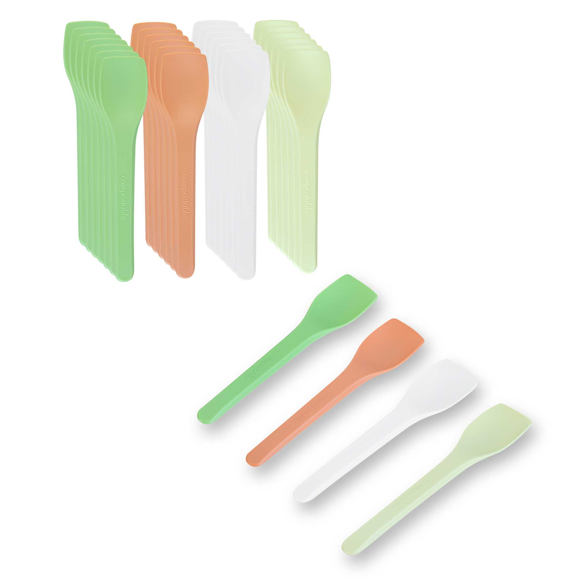 Basic Nature Assorted CPLA Plastic Ice Cream Spoon - Heat-Resistant, Compostable - 4" - 4000 count box