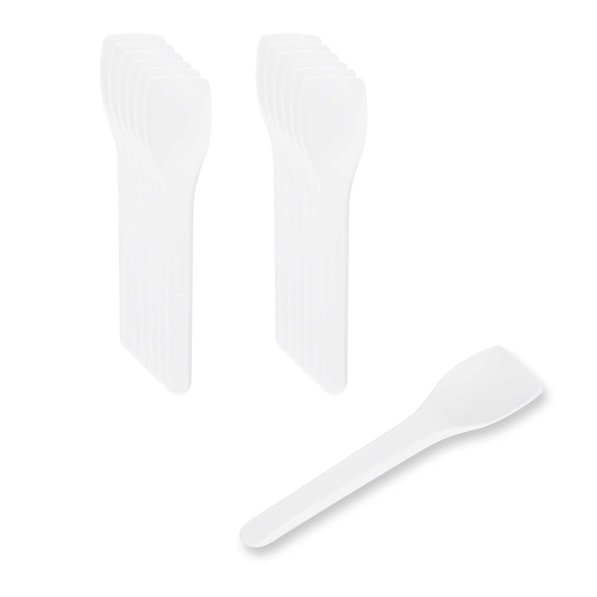 Basic Nature White CPLA Plastic Ice Cream Spoon - Heat-Resistant, Compostable - 4" - 4000 count box