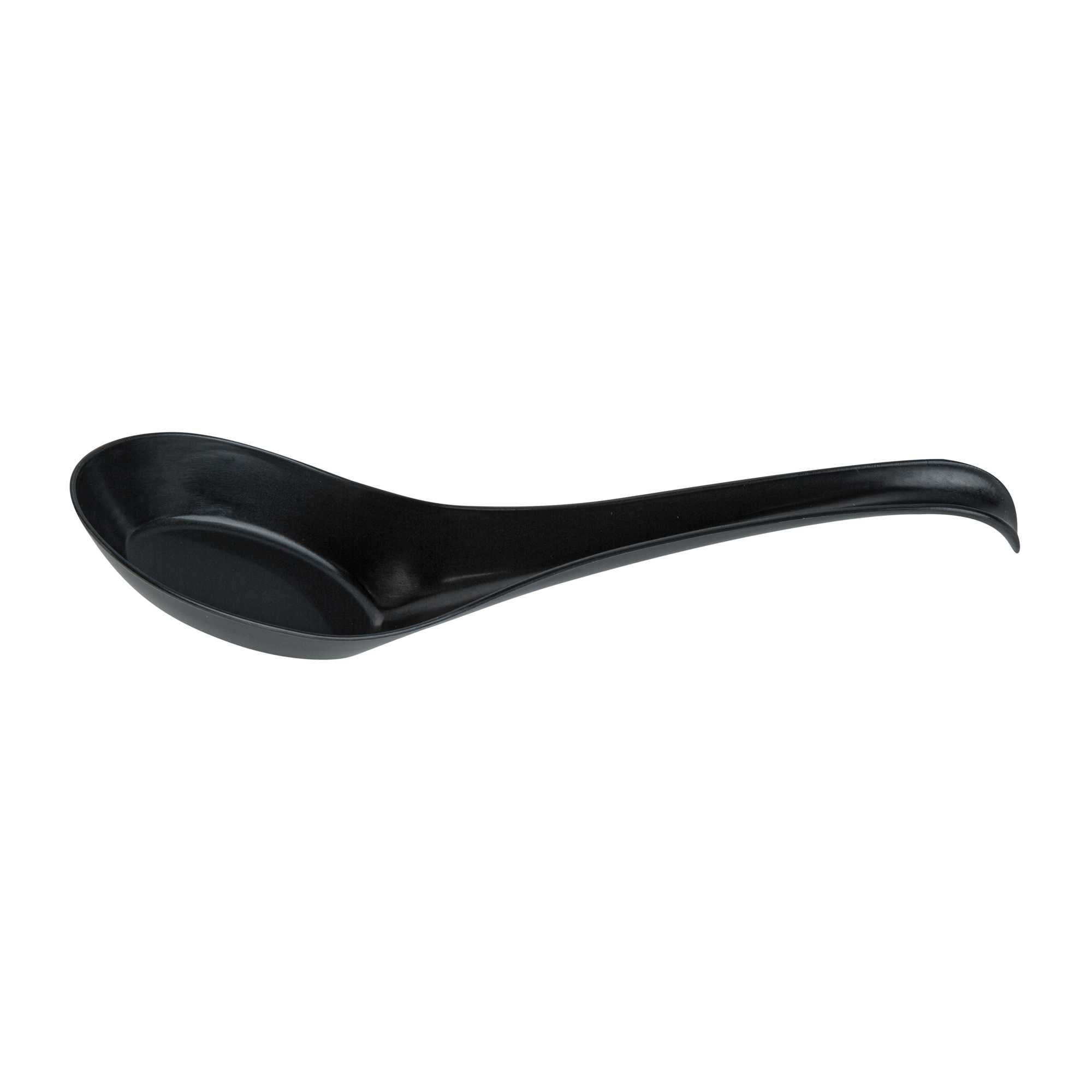 Chef 101 Black Plastic Asian Soup Spoon - 6 1/2" x 1 3/4" x 3 1/4" - 2000 count box