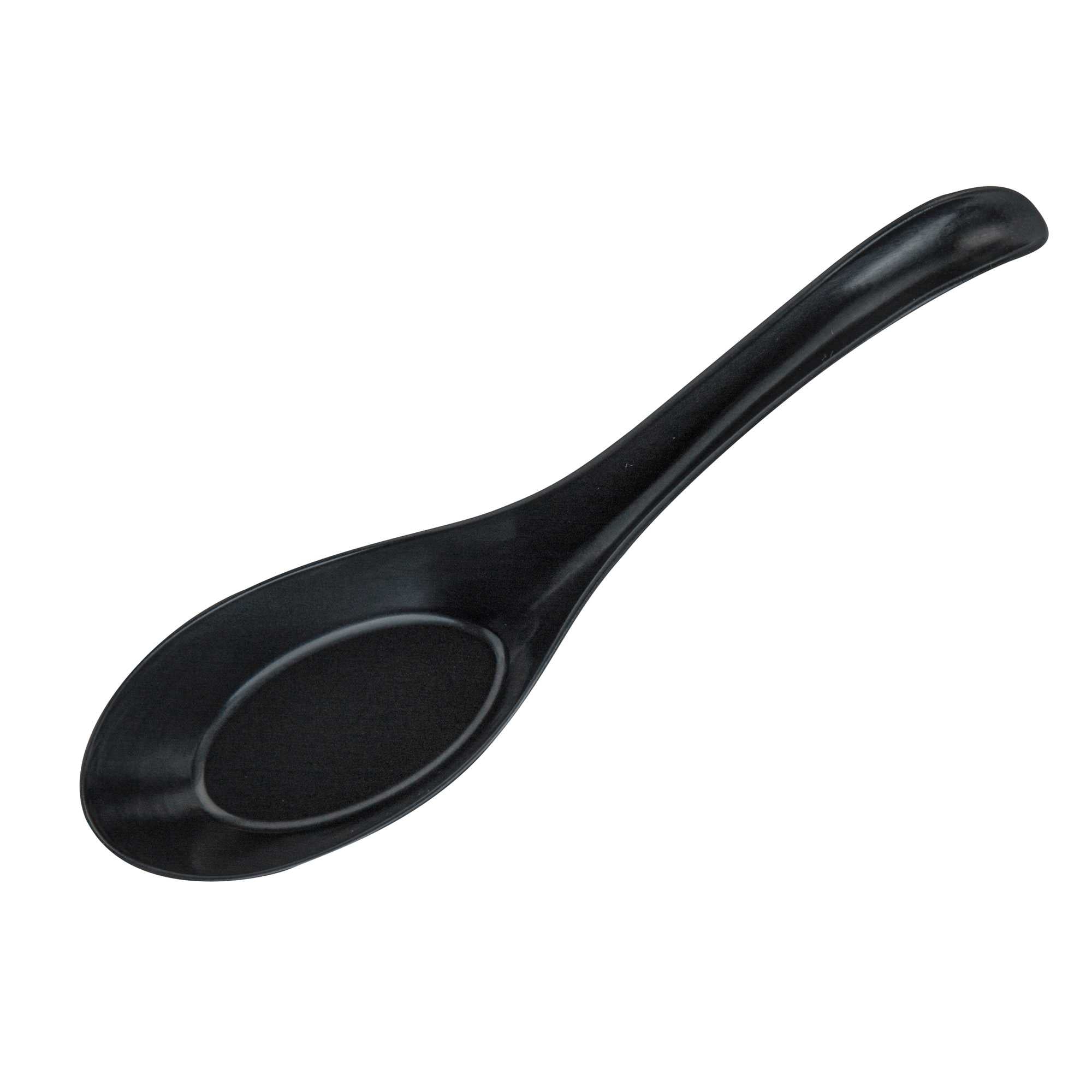 Chef 101 Black Plastic Asian Soup Spoon - 6 1/2" x 1 3/4" x 3 1/4" - 2000 count box