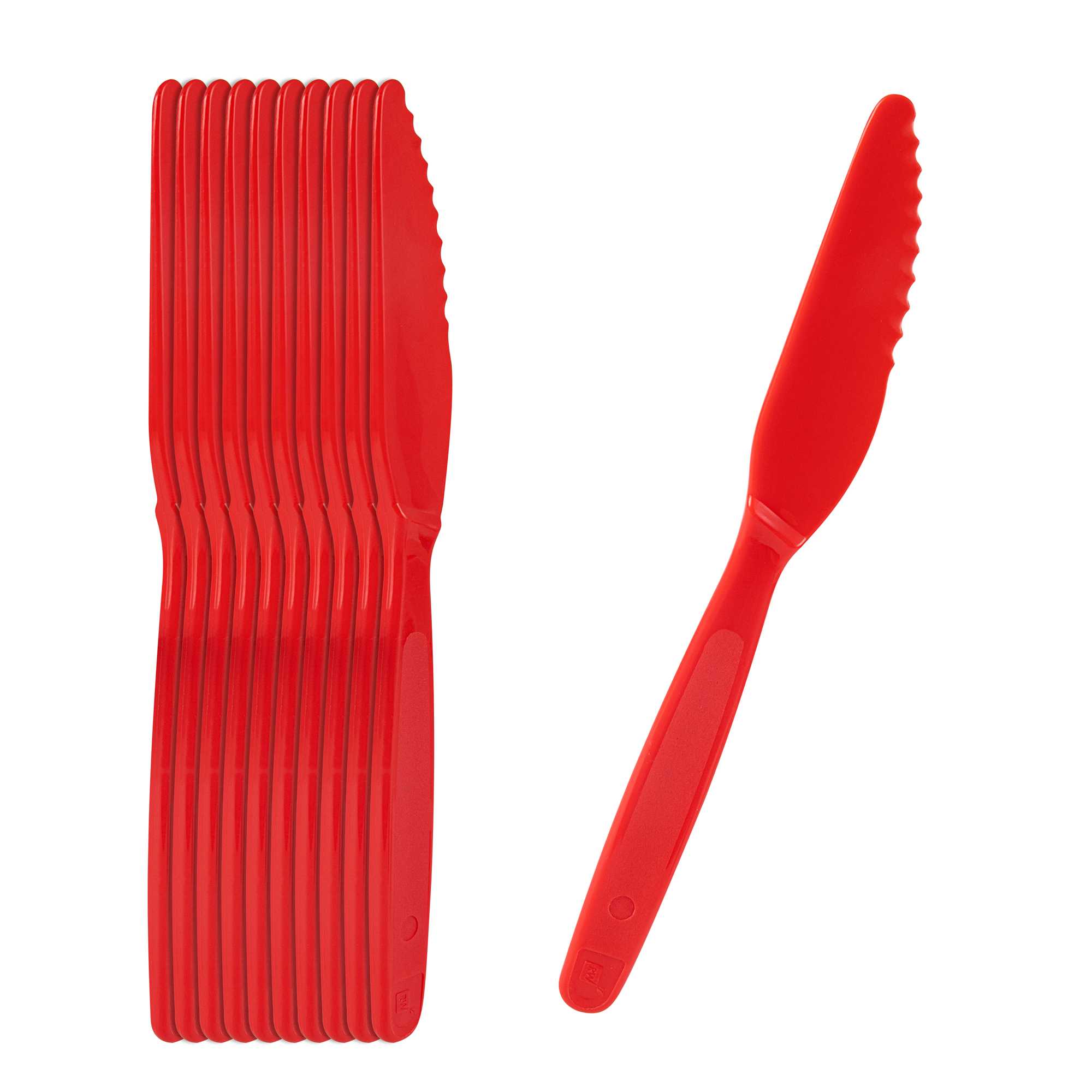 RW Kids Red Plastic Knife - 7" - 10 count box