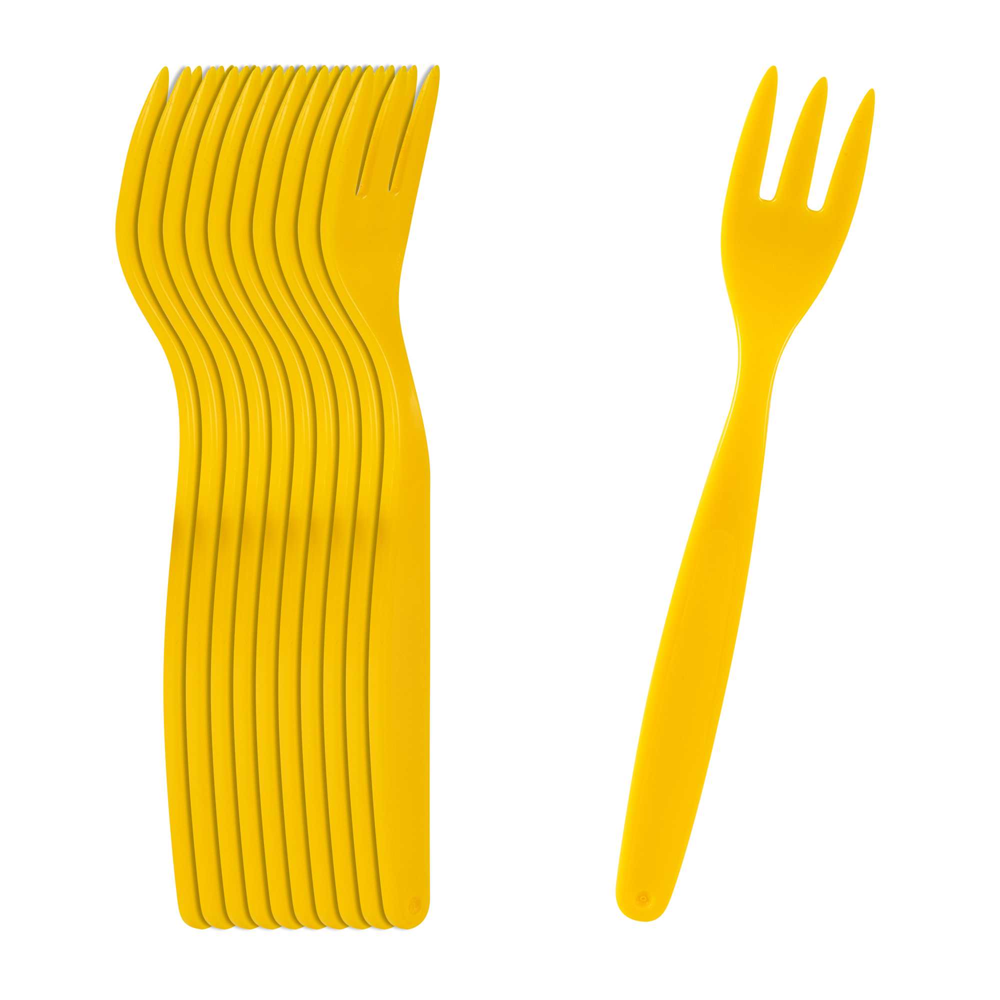 RW Kids Yellow Plastic Fork - 6 3/4" - 10 count box