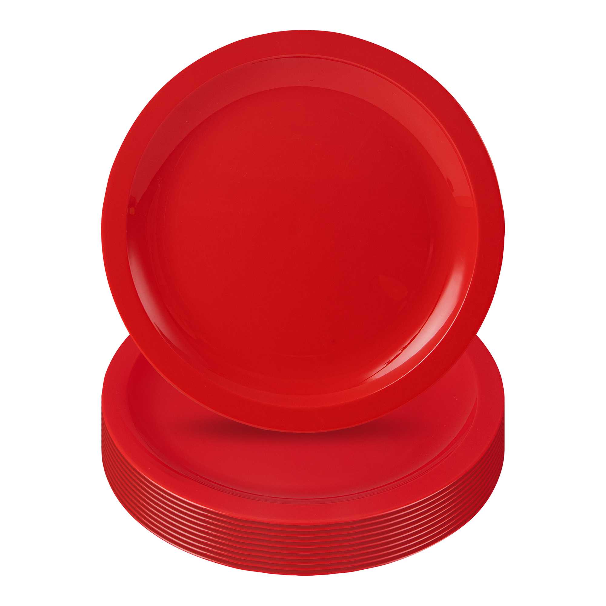RW Kids Round Red Plastic Plate - 9" x 9" - 60 count box