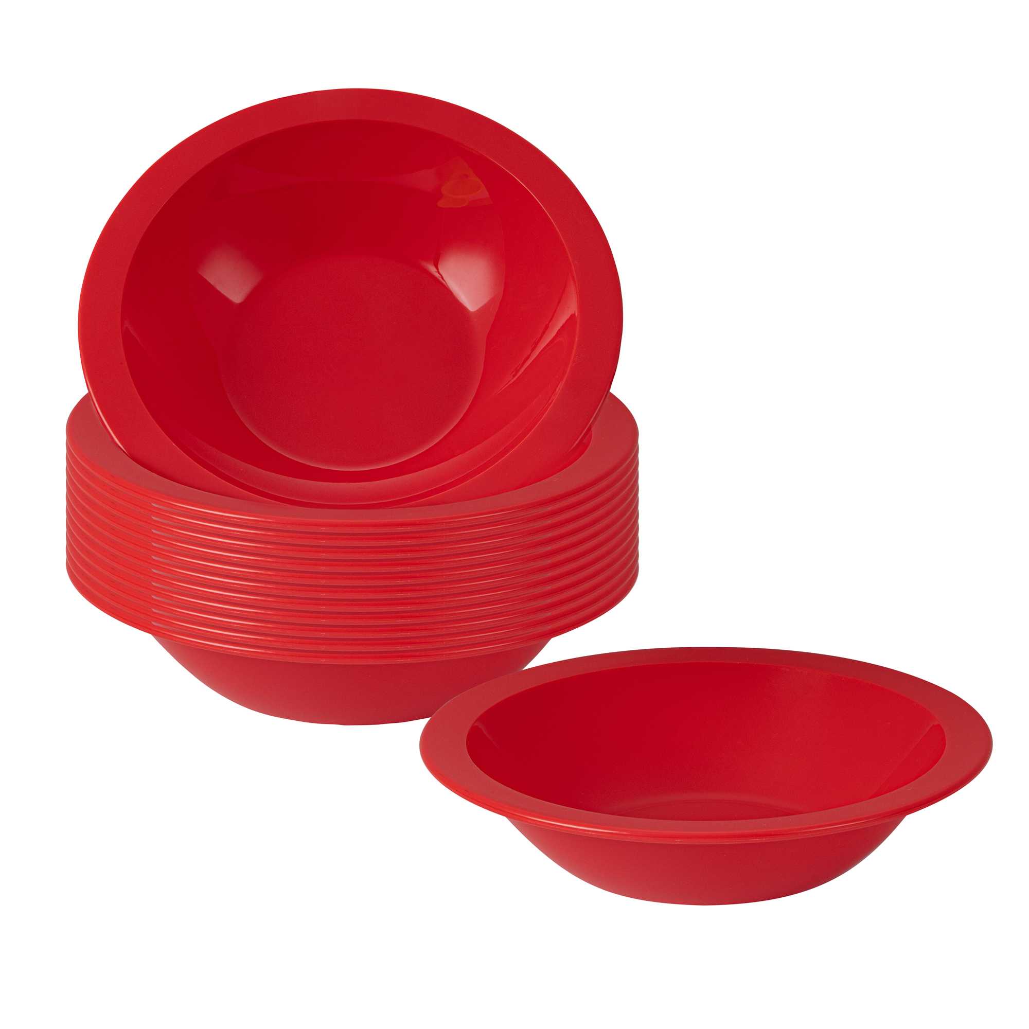 RW Kids 14 oz Round Red Plastic Bowl - 6 3/4" x 6 3/4" x 4 1/4" - 10 count box