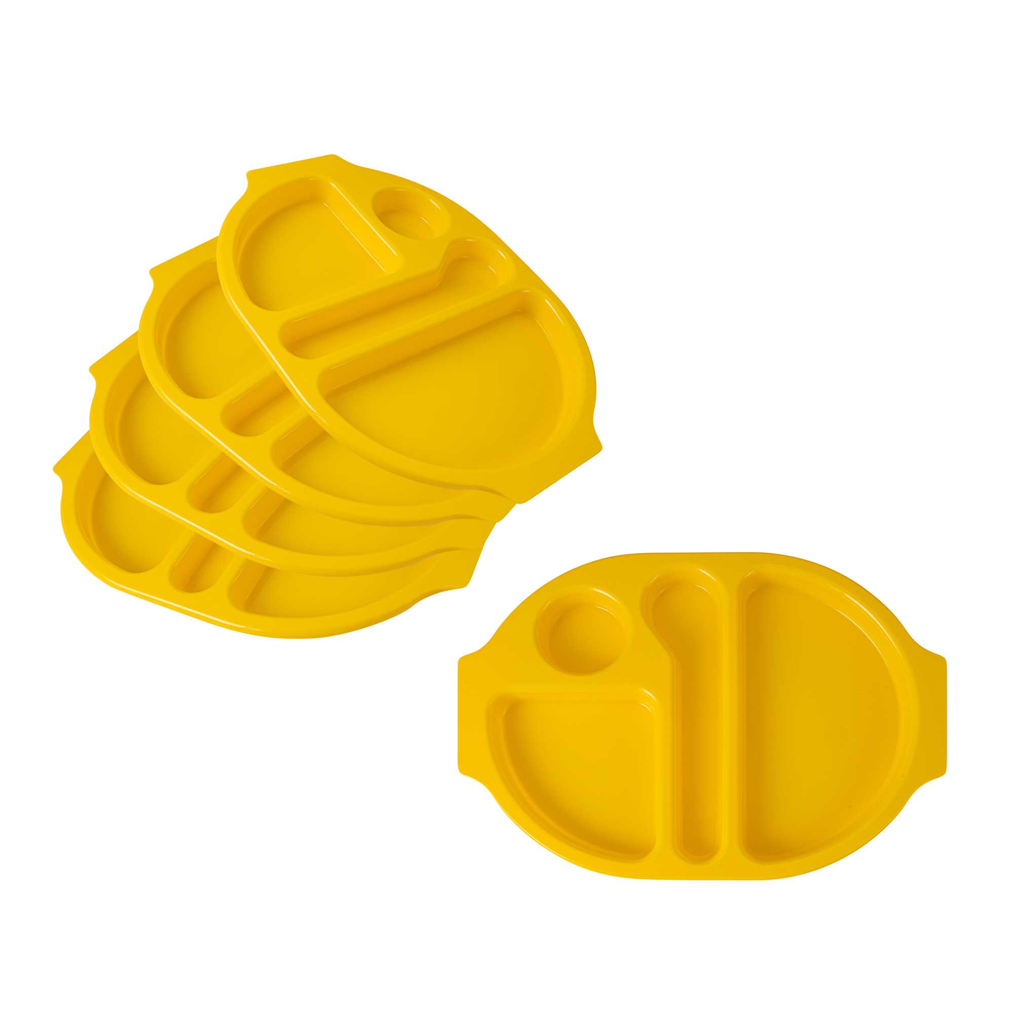 RW Kids Yellow Plastic Lunch Tray - 4 Compartments - 14 3/4" x 11" x 1" - 10 count box