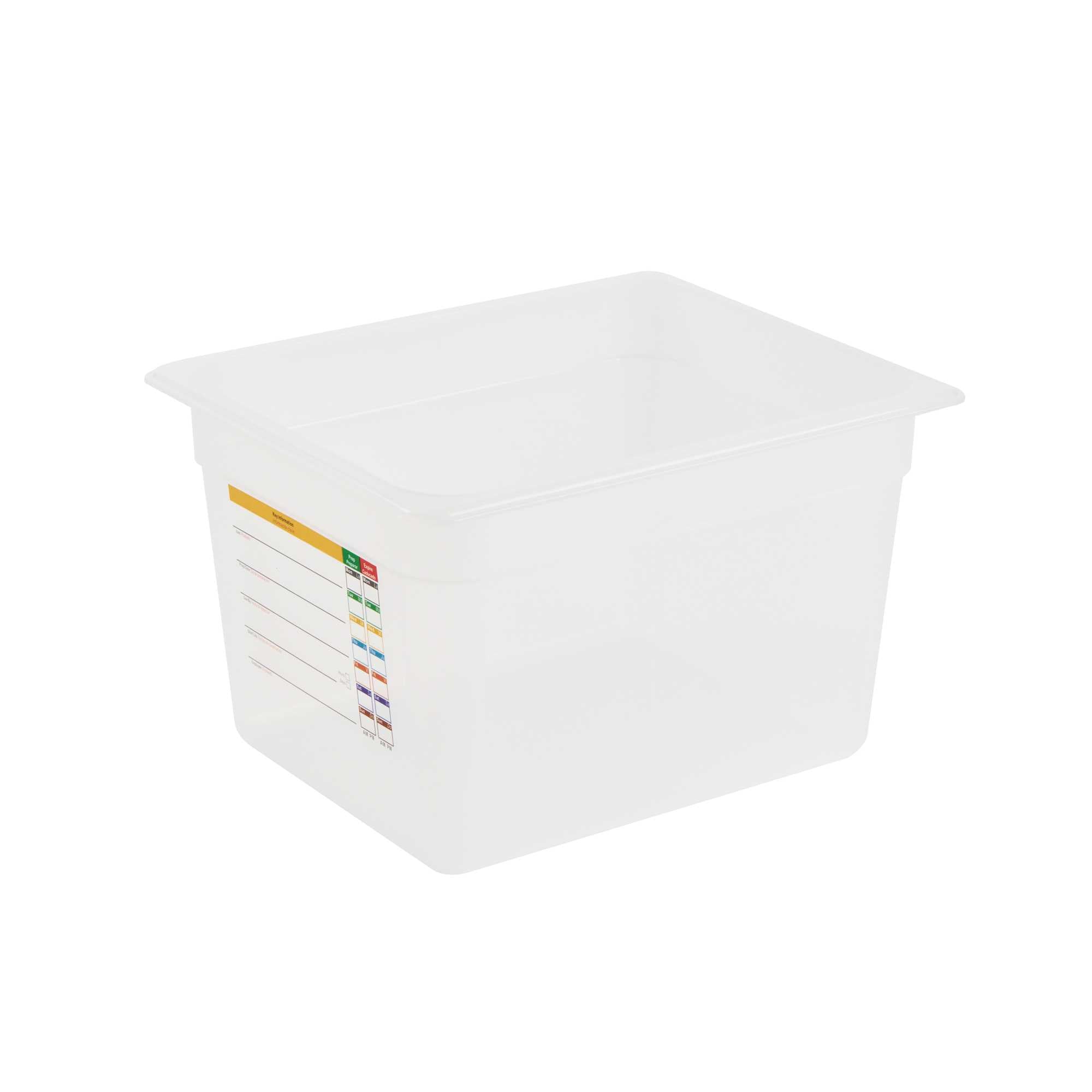 Met Lux Rectangle White Polypropylene Half Size Food Pan - 8" Deep, with Label - 1 count box