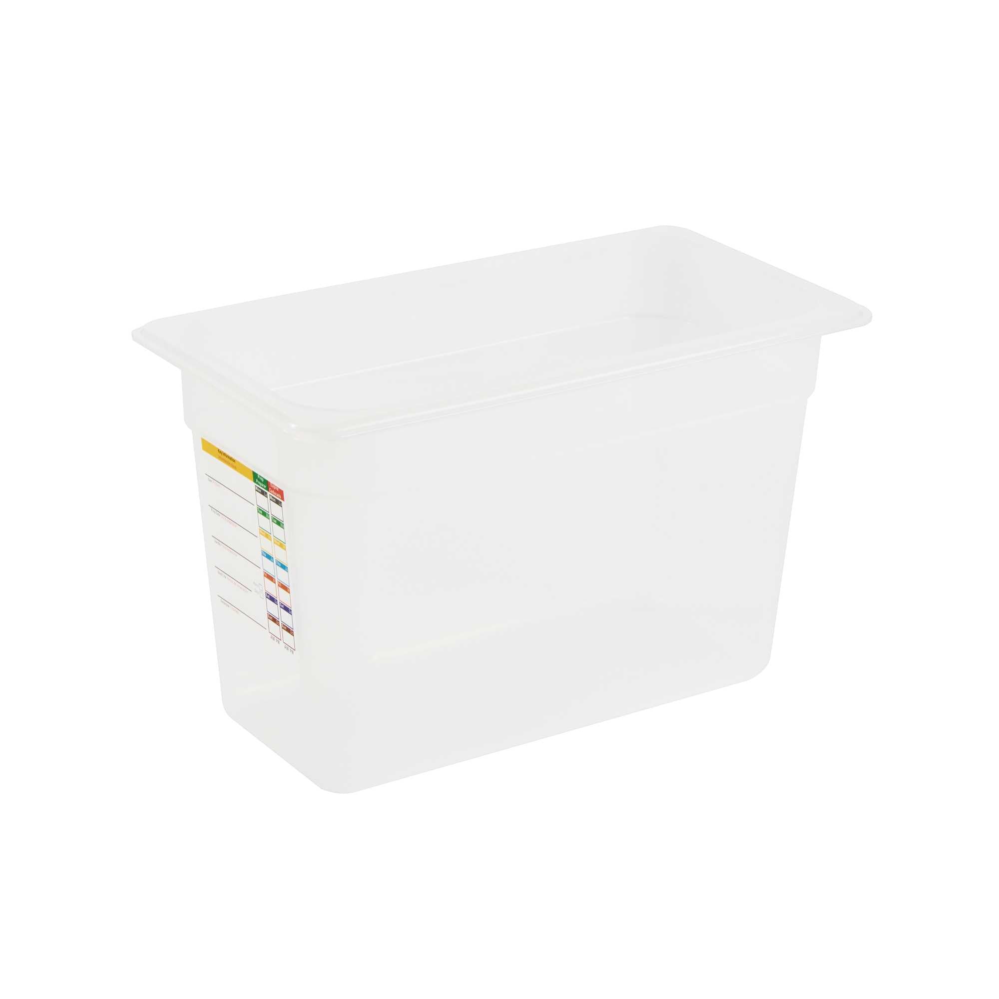 Met Lux Rectangle White Polypropylene 1/3 Size Food Pan - 8" Deep, with Label - 1 count box