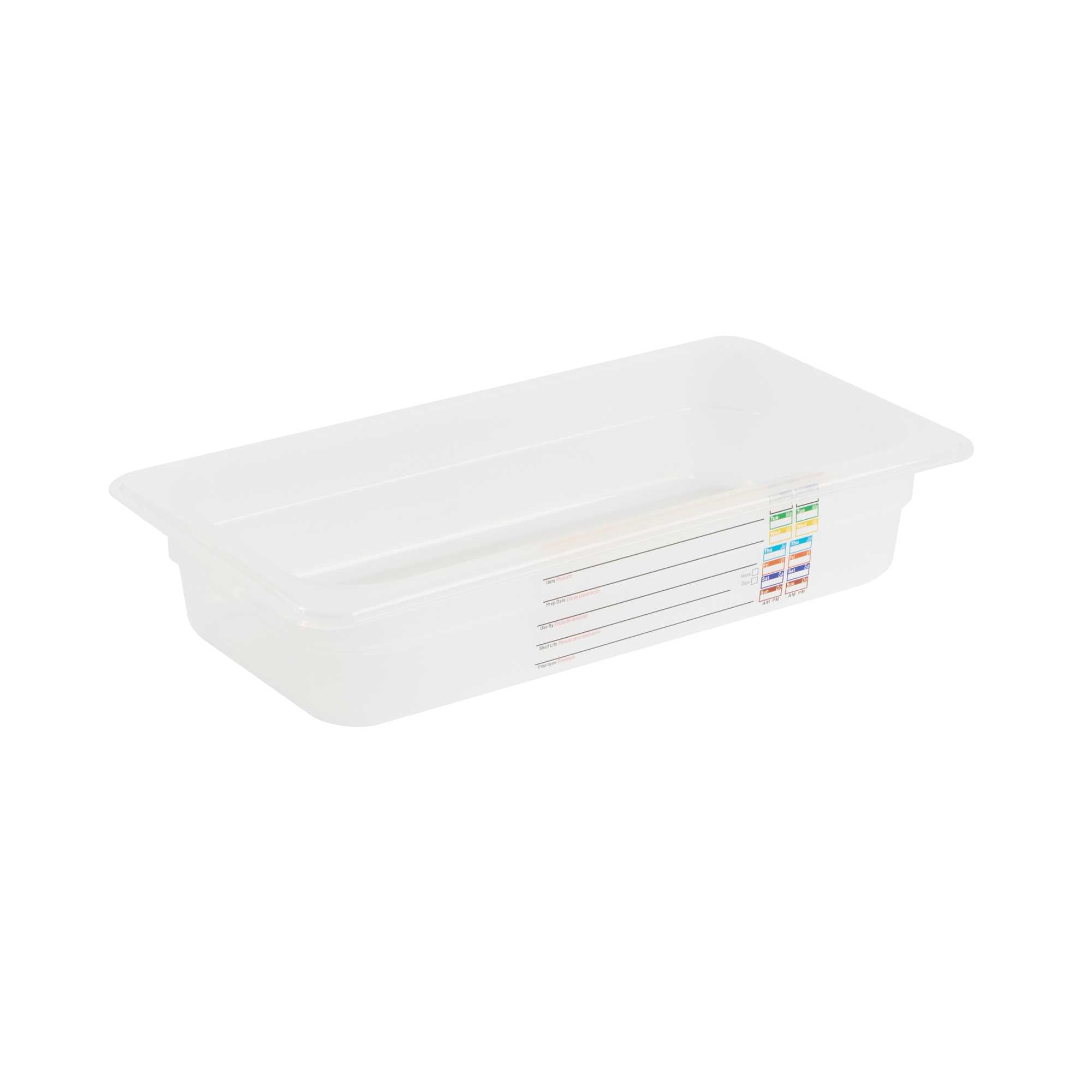 Met Lux Rectangle White Polypropylene 1/3 Size Food Pan - 2.5" Deep, with Label - 1 count box