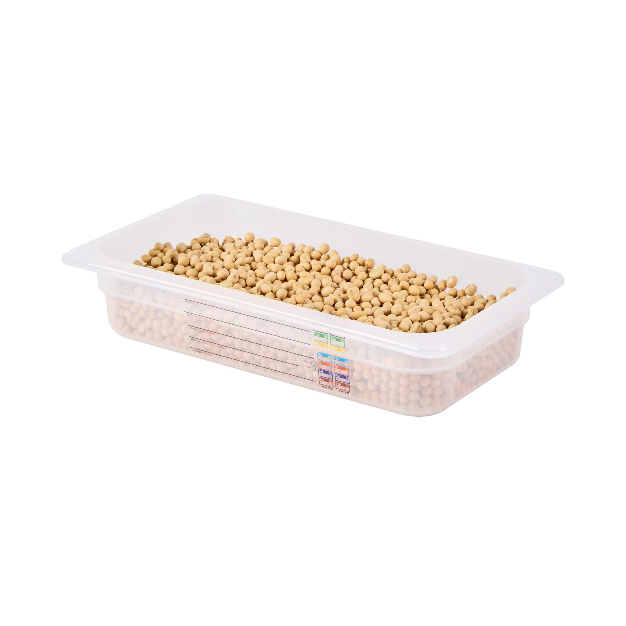 Met Lux Rectangle White Polypropylene 1/3 Size Food Pan - 2.5" Deep, with Label - 1 count box