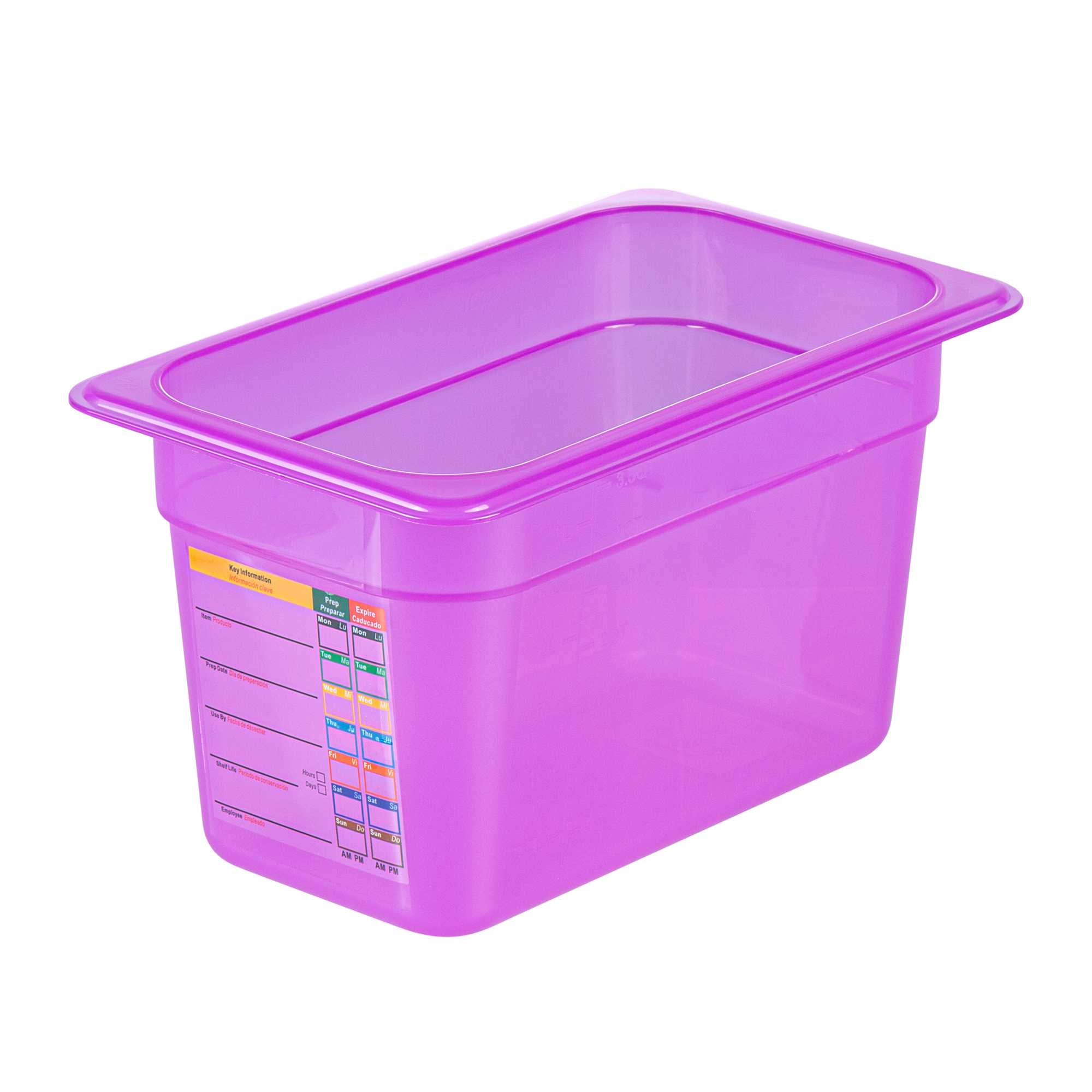 Met Lux Purple Allergen-Free Polypropylene 1/4 Size Food Pan - 6" Deep, with Label - 10 count box