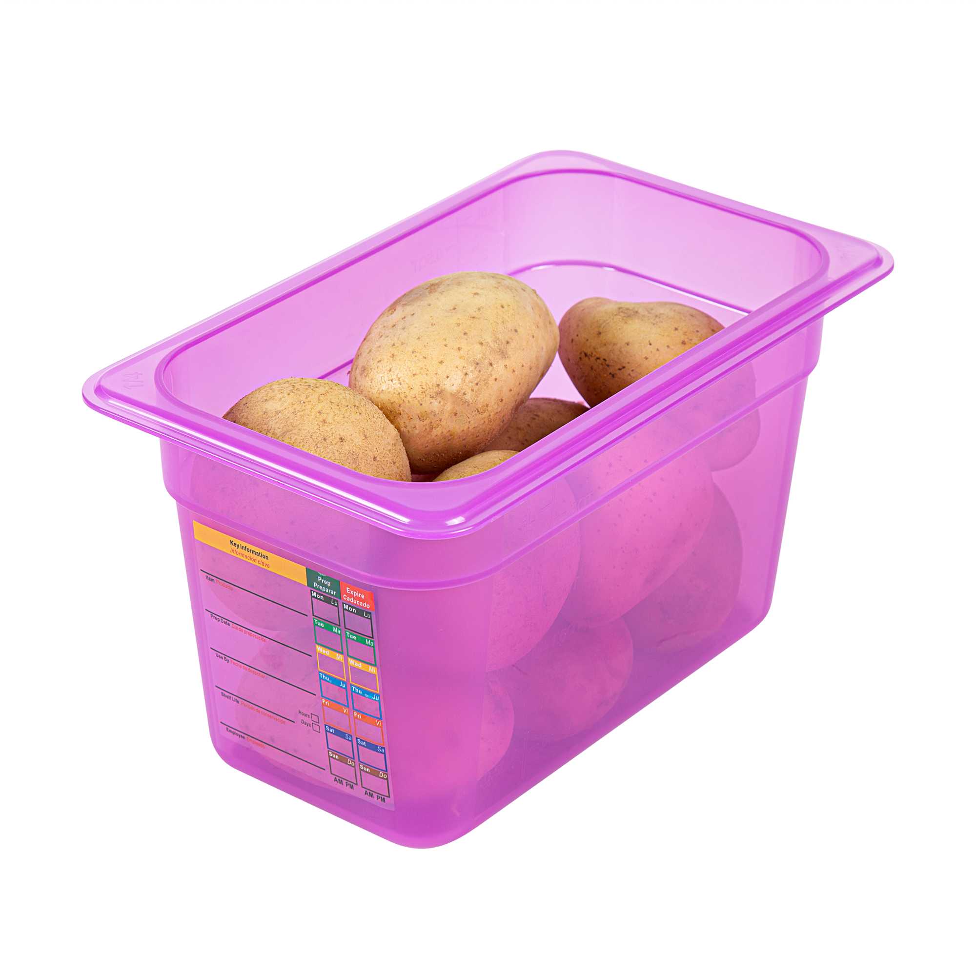 Met Lux Purple Allergen-Free Polypropylene 1/4 Size Food Pan - 6" Deep, with Label - 10 count box
