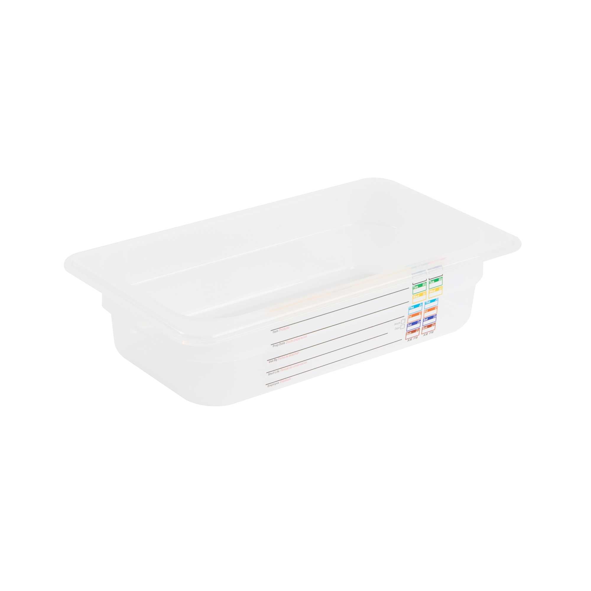 Met Lux Rectangle White Polypropylene 1/4 Size Food Pan - 2.5" Deep, with Label - 1 count box