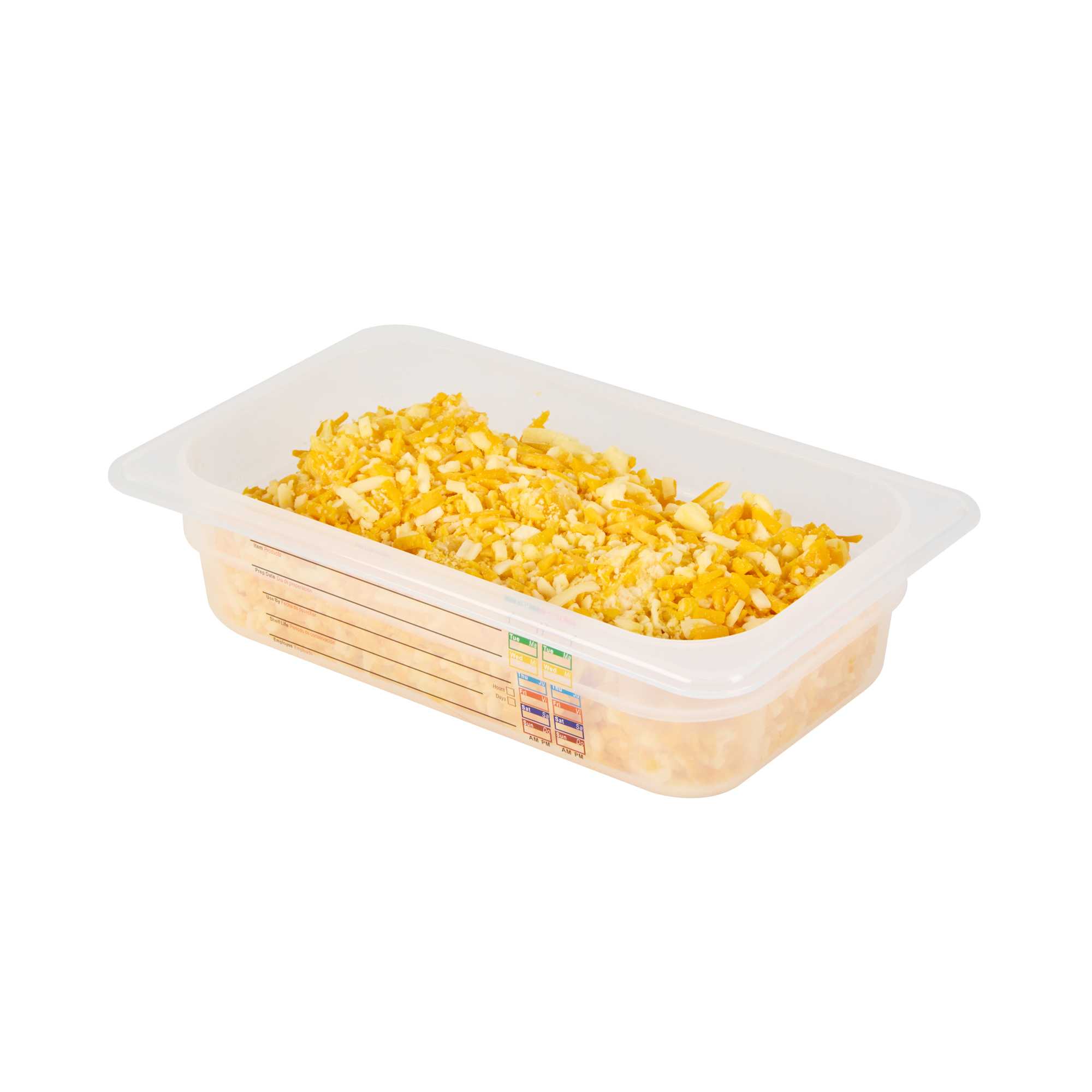 Met Lux Rectangle White Polypropylene 1/4 Size Food Pan - 2.5" Deep, with Label - 1 count box