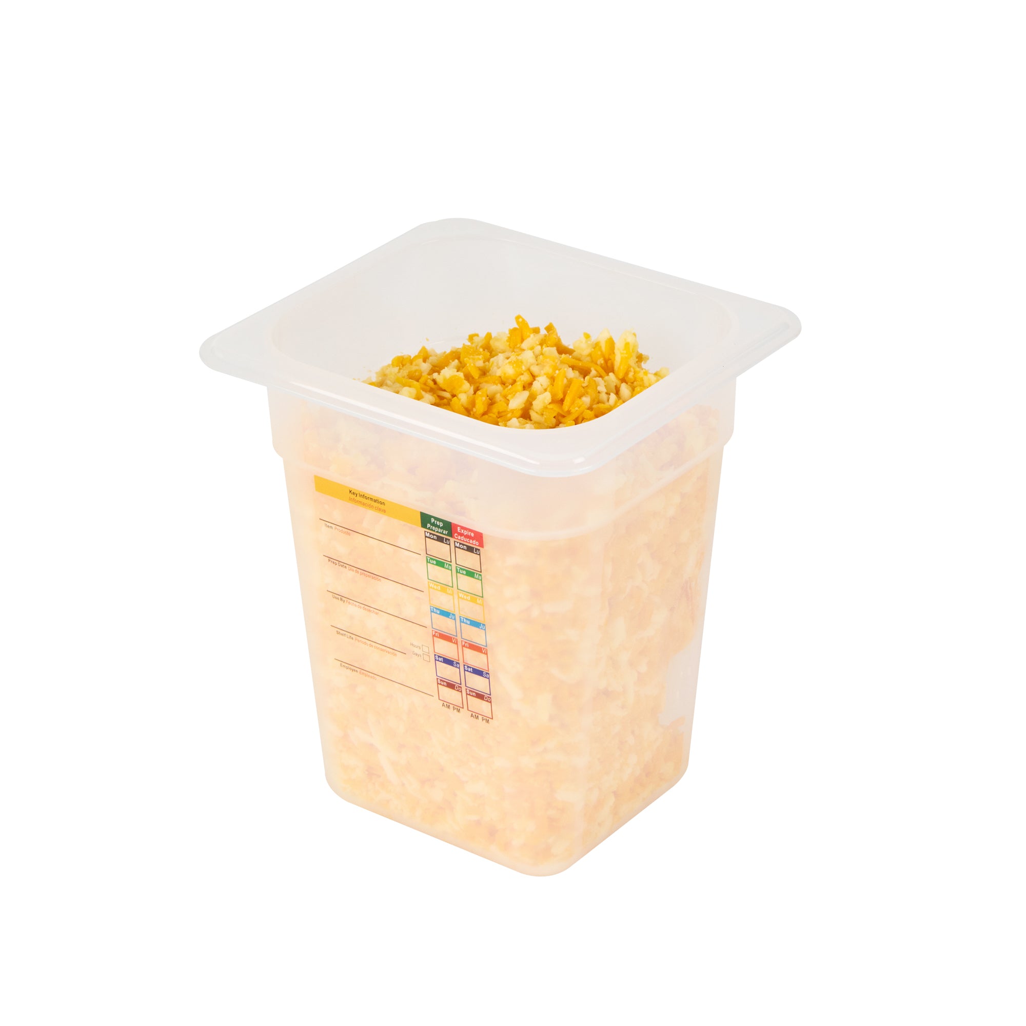 Met Lux Square White Polypropylene 1/6 Size Food Pan - 8" Deep, with Label - 6 3/4" x 6 1/4" x 7 3/4" - 10 count box