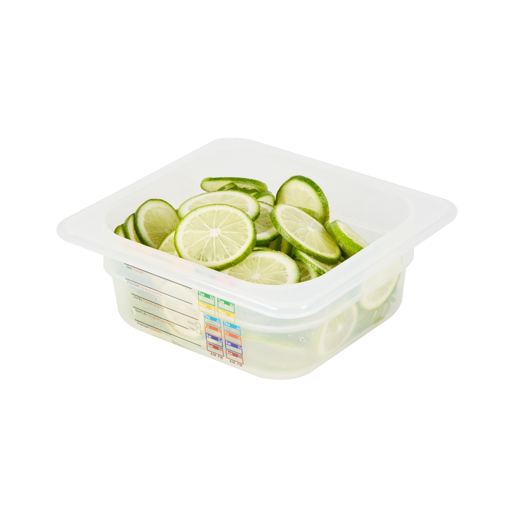 Met Lux Square White Polypropylene 1/6 Size Food Pan - 2.5" Deep, with Label - 6 3/4" x 6 1/4" x 2 1/2" - 10 count box