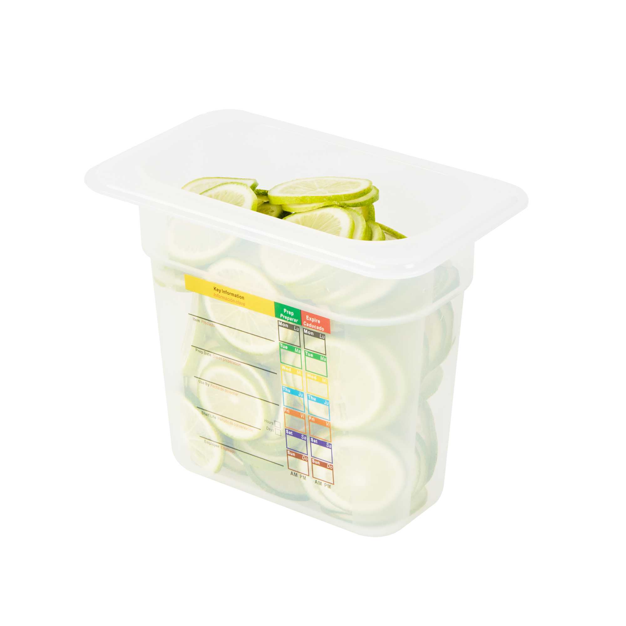 Met Lux Rectangle White Polypropylene 1/9 Size Food Pan - 6" Deep, with Label - 1 count box