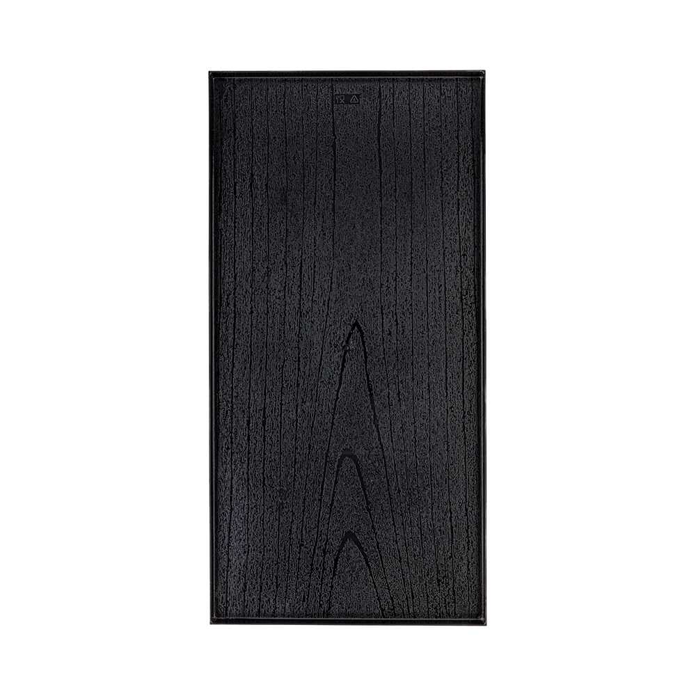 Maxi Serve Rectangle Black Plastic Large Tray - Faux Wood Grain - 23 3/4'' x 11 3/4'' - 6 count box