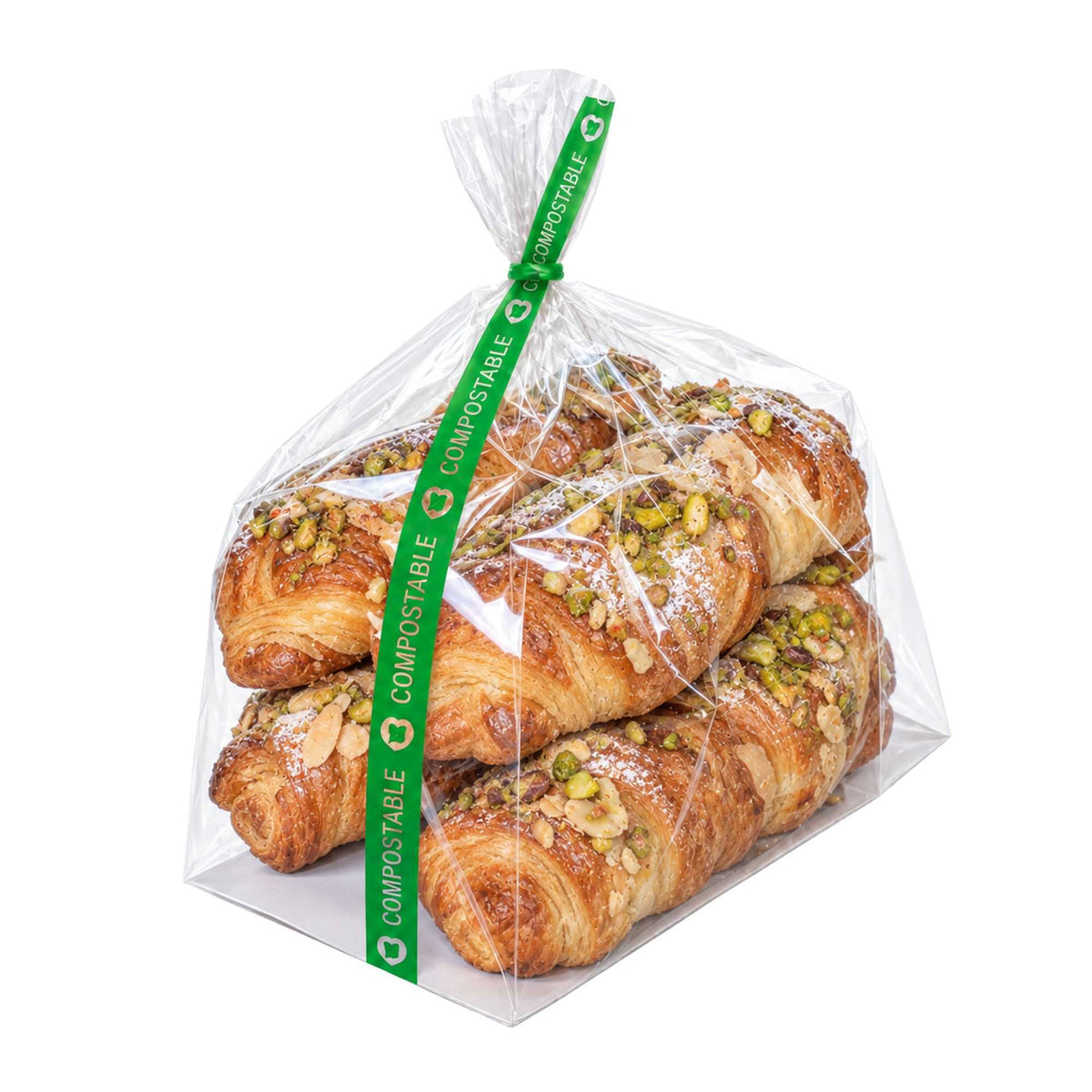 Basic Nature Clear Plastic Gusset Bag - Compostable, Paper Insert, Heat Sealable - 7" x 4" x 9" - 100 count box