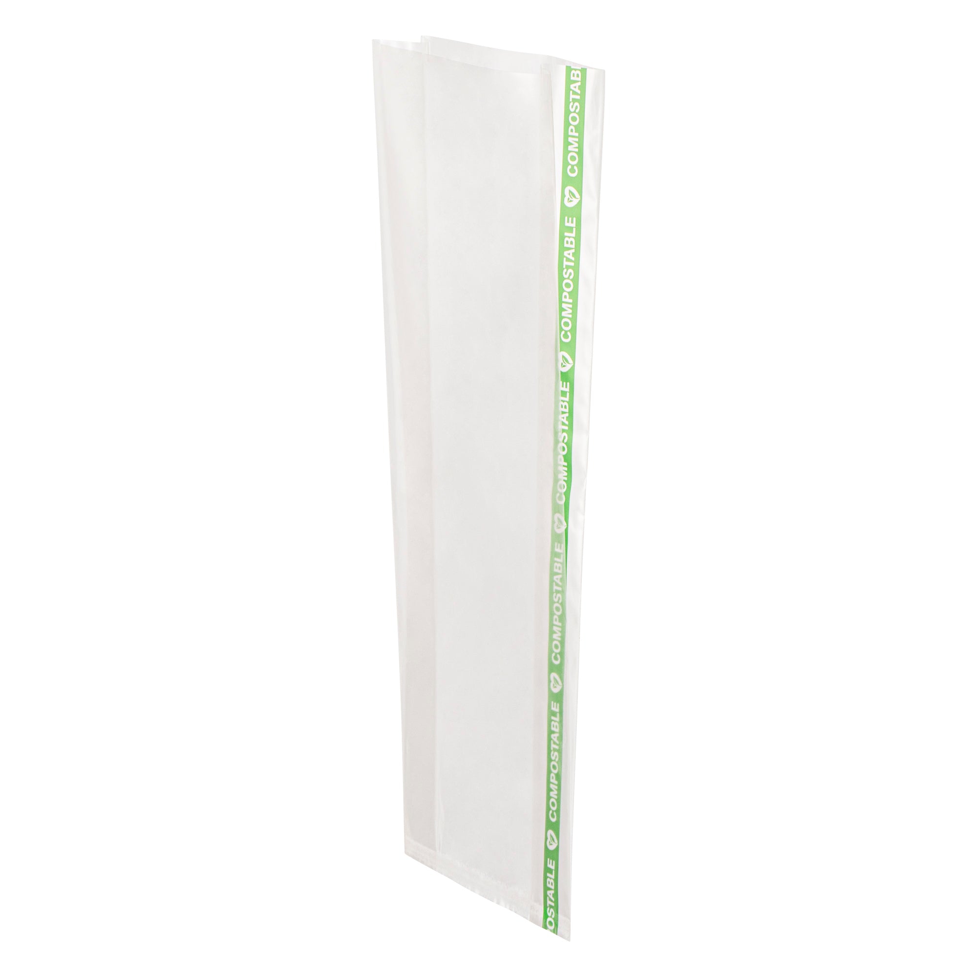 Basic Nature Clear Plastic Gusset Bag - Compostable, High Clarity, Heat Sealable - 3" x 1 1/4" x 8 1/4" - 100 count box
