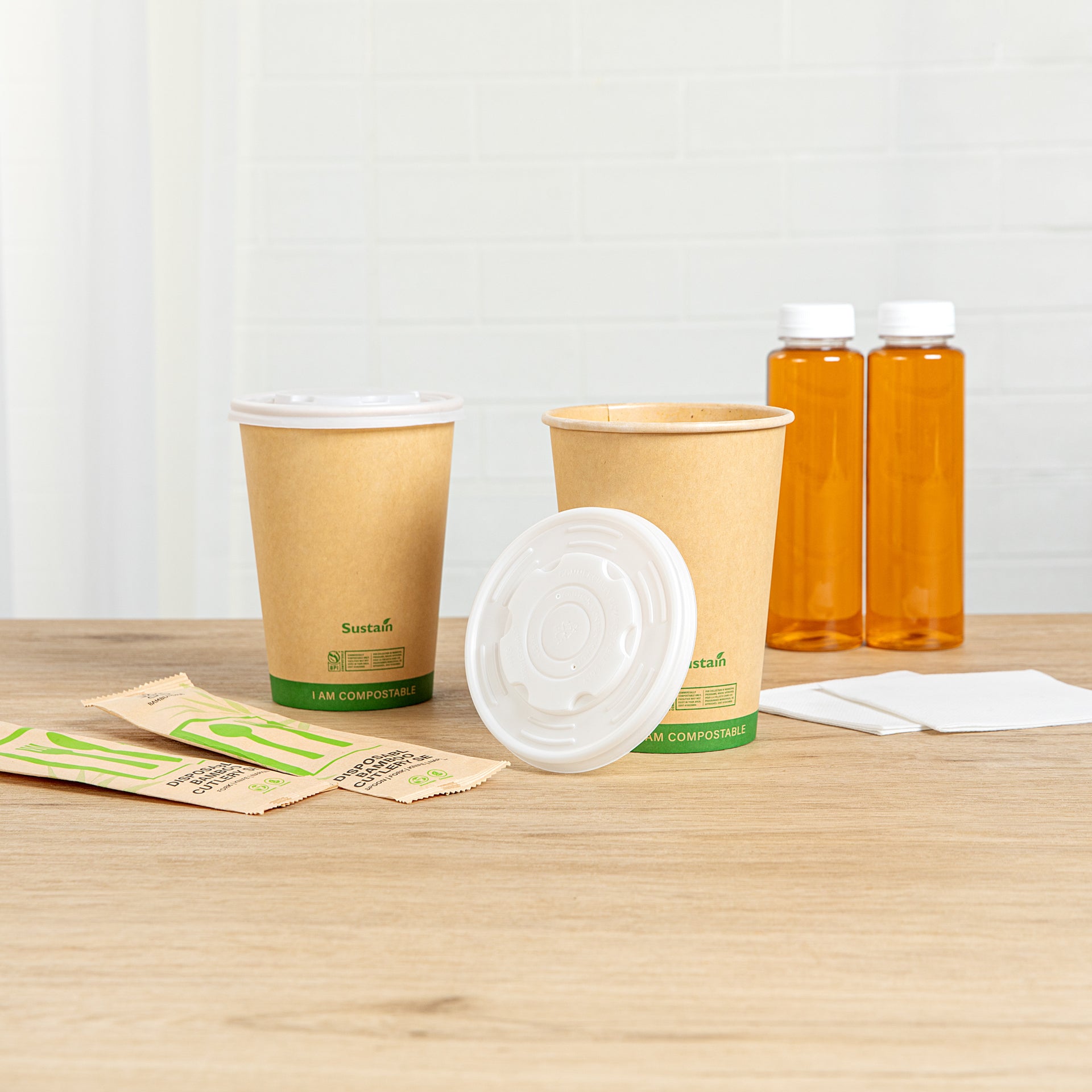 Sustain Round White PLA Plastic Lid - Compostable, Fits 12, 16, 24 & 32 oz Soup Container - 200 count box