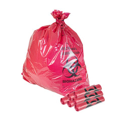 Clean Tek Professional 40-45 Gal Red Plastic Biohazard Trash Liner - Infectious Waste, Linear Low Density, 3 mil - 40