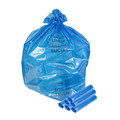 Clean Tek Professional 40-45 Gal Blue Plastic Biohazard Trash Liner - Soiled Linen, Linear Low Density, 3 mil - 40