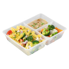Bio Tek 40 oz White Plastic 3-Compartment Insert Tray - Fits 49 / 71 / 98 Bio Box Take Out Container, Microwave-Safe - 200 count box