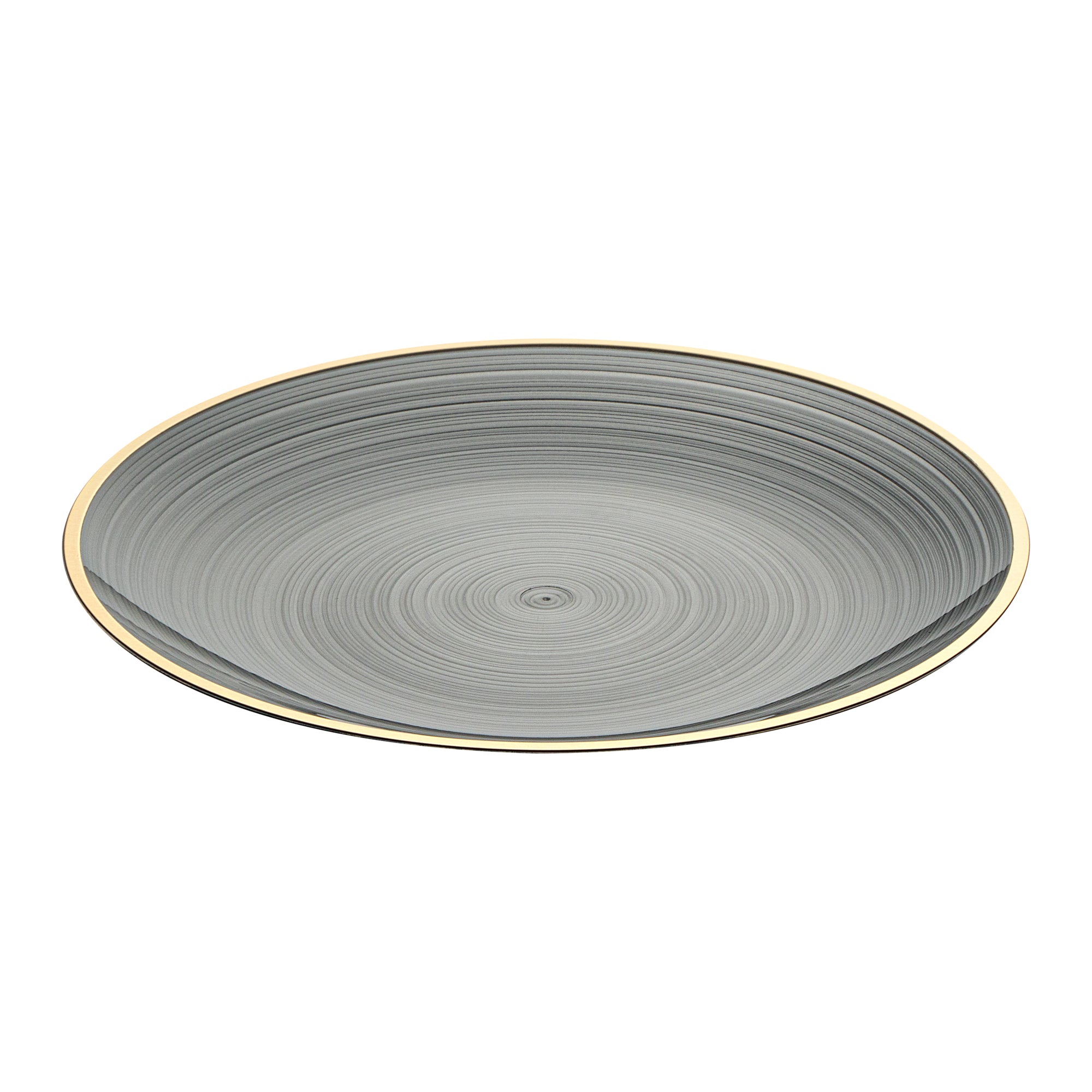 Moderna Round Black Translucent Plastic Gold-Rimmed Plate - Rippled - 7 1/4" x 7 1/4" - 20 count box