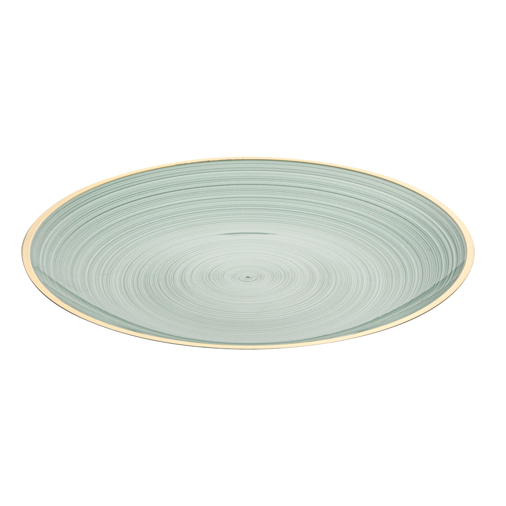 Moderna Round Green Translucent Plastic Gold-Rimmed Plate - Rippled - 7 1/4" x 7 1/4" - 20 count box