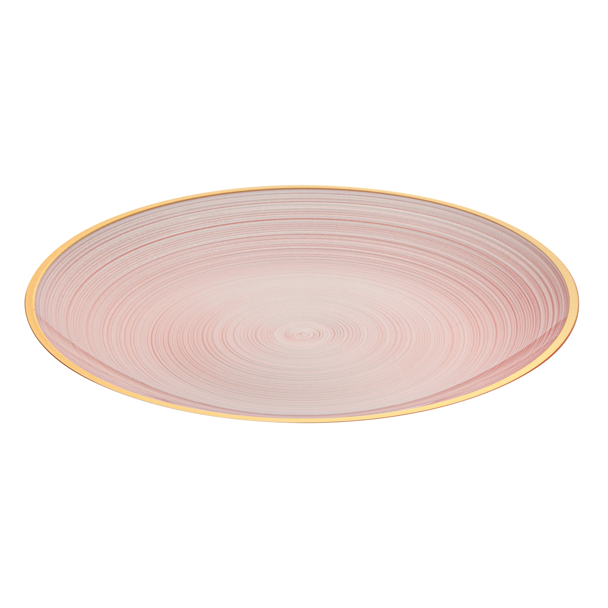 Moderna Round Pink Translucent Plastic Gold-Rimmed Plate - Rippled - 7 1/4" x 7 1/4" - 20 count box