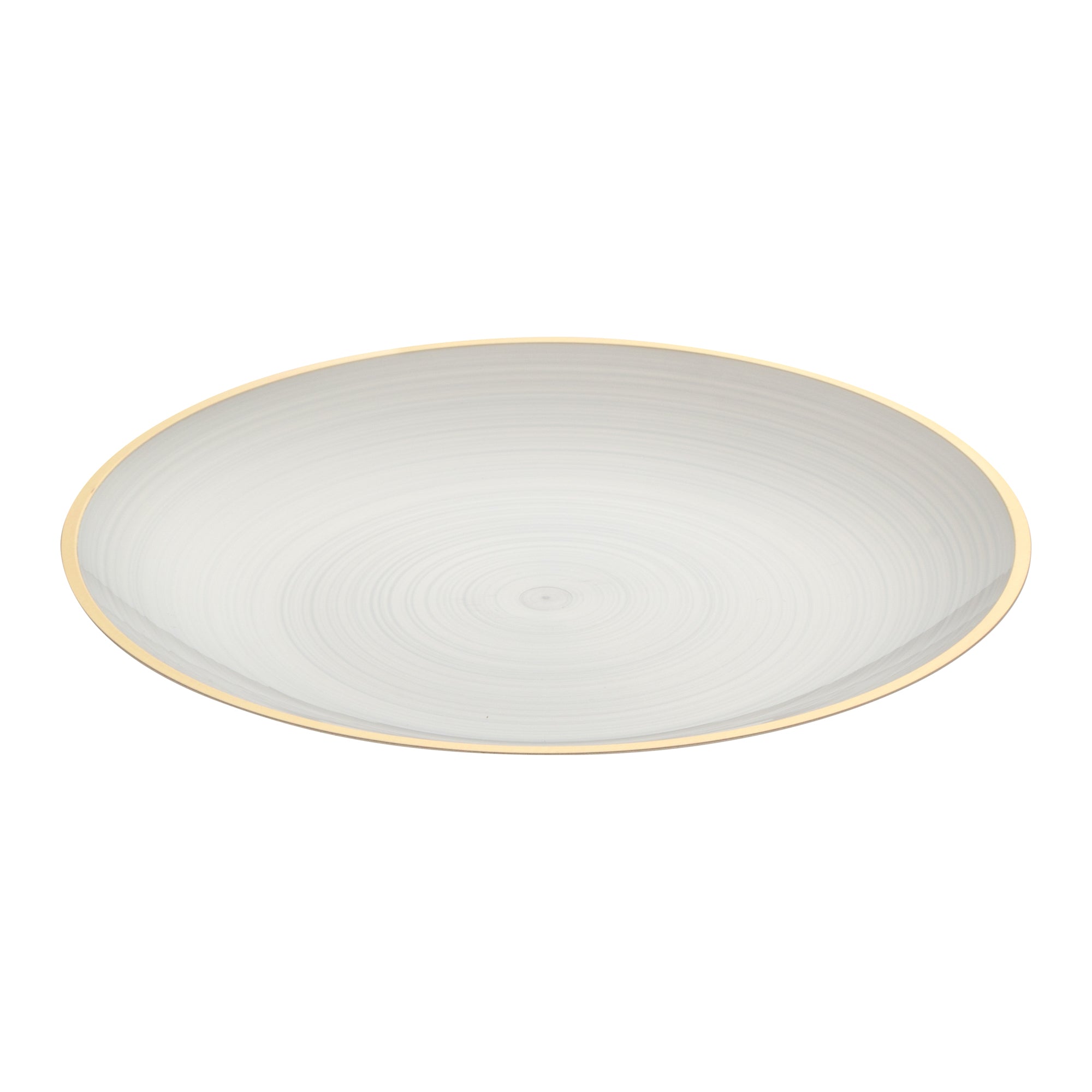 Moderna Round White Translucent Plastic Gold-Rimmed Plate - Rippled - 7 1/4" x 7 1/4" - 20 count box