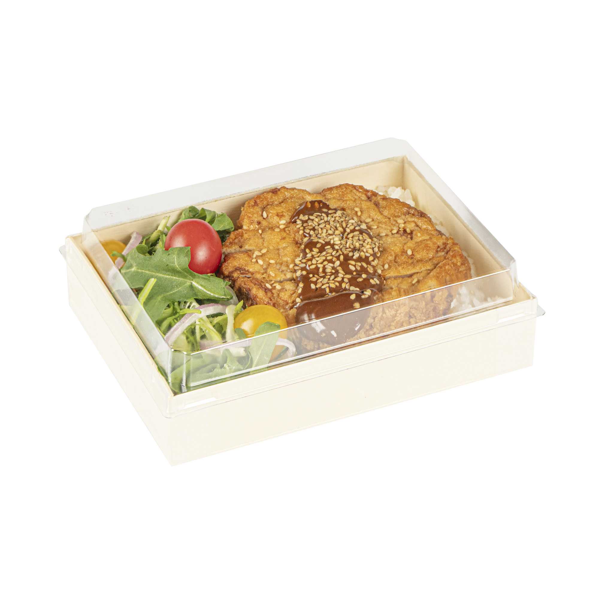 Taipei Rectangle Clear Plastic Lid - Fits 24 oz Bento Box - 10 count box