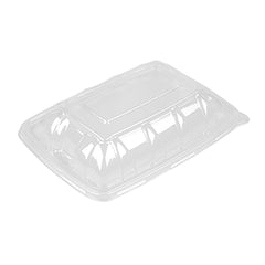 Pulp Safe Clear Plastic Dome Lid - Fits 3-Divider Taco Holder Tray - 100 count box