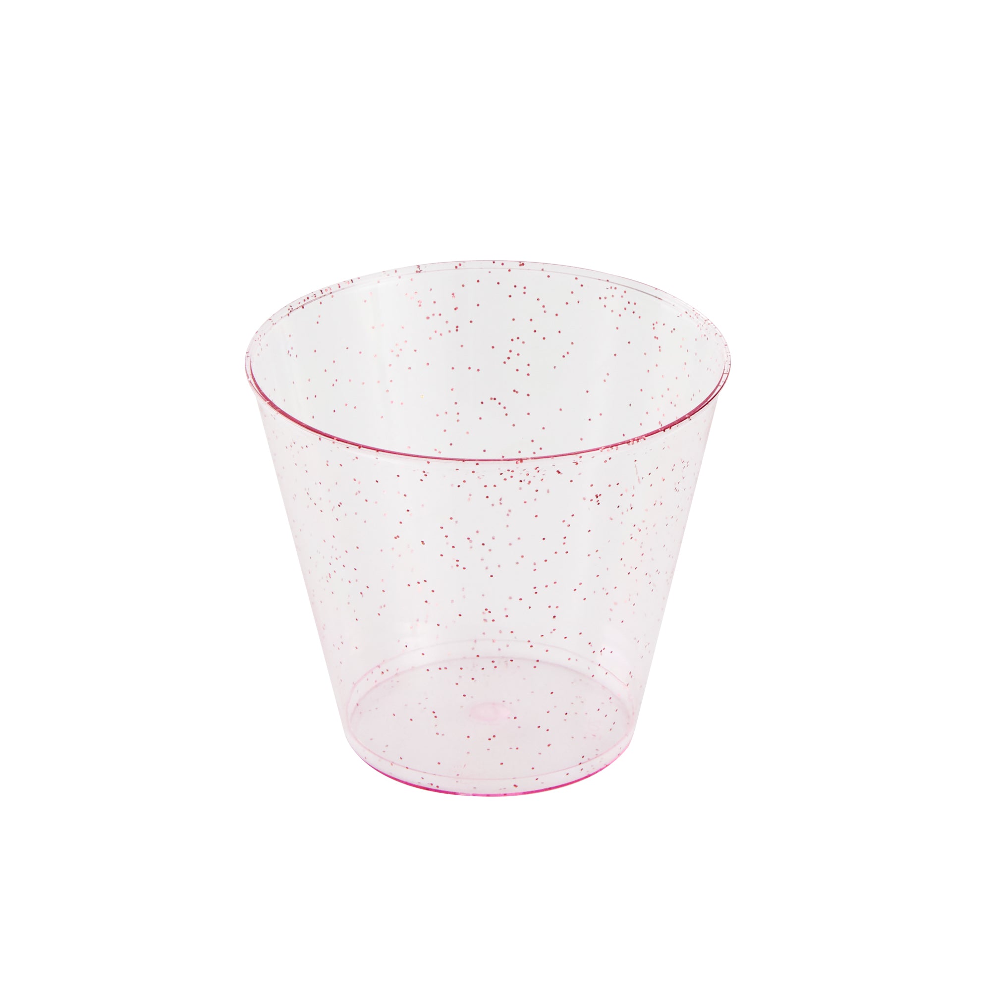 Chef 101 5 oz Pink Glitter Plastic Tumbler - 2 3/4" x 2 3/4" x 2 1/4" - 500 count box